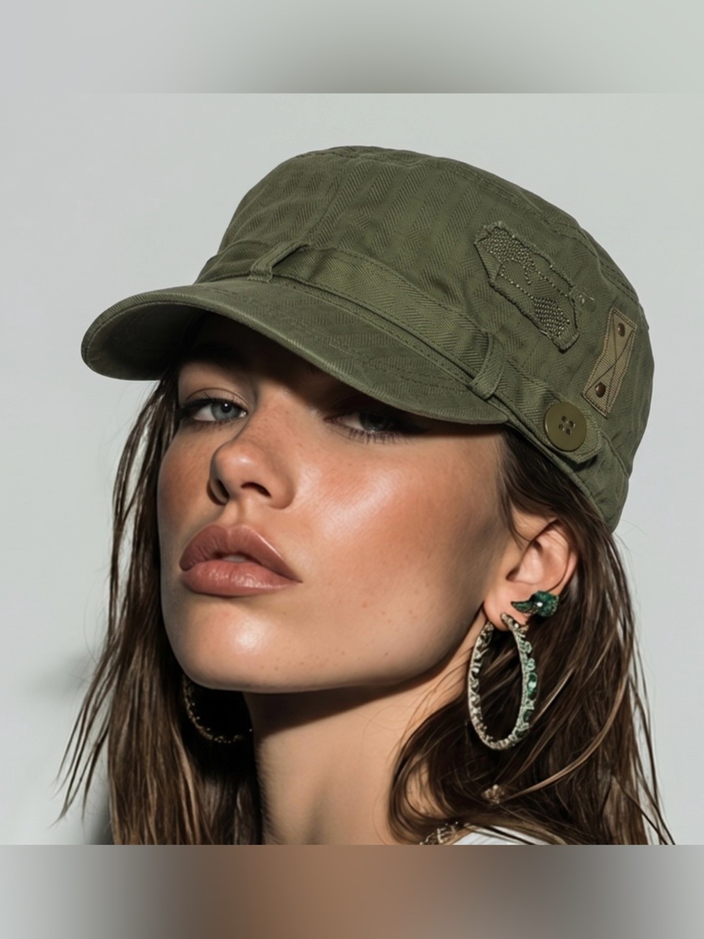 David and Young Olive Green Military Cadet Cap